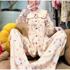 Đồ Bộ Tole Nữ Mặc Nhà Tay Dài Cổ Lá Sen Thêu Viền, Họa Tiết Gấu, Cổ Tay Bo Chun
