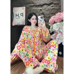 Bộ đồ tole nữ cổ lá sen tay dài quần dài mặc nhà, Đi chợ, form rộng vải mát