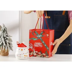 Cốc ly sứ hộp qùa  Merry Christmas nắp sứ hình mũ kèm thìa dung tích 480ml đựng trà,sữa, nước, cafe, quà tặng-Cốc Cốc 850547