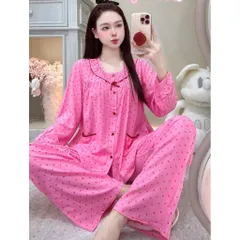 Bộ Tole Nữ Mặc Nhà Cổ Tròn Tay Dài Quần Dài – Thoải Mái, Nhẹ Mát, Dễ Thương