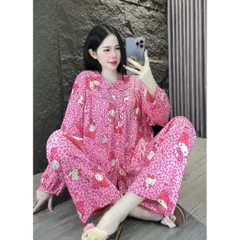 Bộ Đồ Ngủ Tole Tay Dài Quần Dài Nữ Cổ Lá Sen mặc nhà tiếp khách ngày tết – Vải Mát, Mặc Nhà, Đi Chợ Đều Xinh