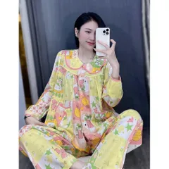 Đồ bộ tole cổ lá sen tay dài quần dài mặc nhà đi chợ , Tiếp khách ngày Tết ,thu đông vải mịn mát