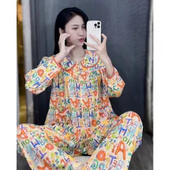 Đồ bộ tole cổ lá sen tay dài quần dài mặc nhà đi chợ , Tiếp khách ngày Tết ,thu đông vải mịn mát