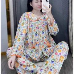Đồ bộ tole cổ lá sen tay dài quần dài mặc nhà đi chợ , Tiếp khách ngày Tết ,thu đông vải mịn mát