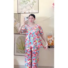 Đồ bộ tole nữ cổ lá sen mặc nhà đi chợ mát nhẹ dễ thương