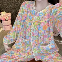 Đồ bộ tole nữ tay dài quần dài dún ngực mặc nhà thoáng mát dễ thương