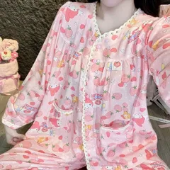 Đồ bộ tole nữ tay dài quần dài dún ngực mặc nhà thoáng mát dễ thương