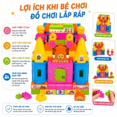 Đồ Chơi Xếp Hình Mầm Non Cho Bé Có Túi Xách, Bộ Lắp Ghép Cho Bé 3 - 5 Tuổi Hàng Việt Nam