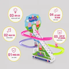 Đồ chơi cầu trượt leo cầu thang ANBEBE với âm thanh vui nhộn + Đèn nháy đẹp mắt