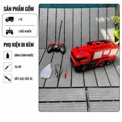 Xe cứu hoả điều khiển biến hình robot , xoay 360 có phun nước , đèn nhạc ,pin sạc,nhựa abs