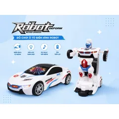 Xe Biến Hình Robot Tự Động Chạy pin có đèn Nhạc ( Pin đi kèm )