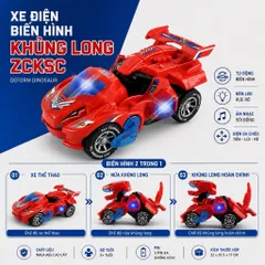 Xe Biến Hình Robot Tự Động Chạy pin có đèn Nhạc ( Pin đi kèm )