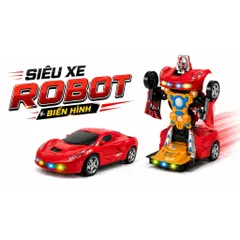 Xe Biến Hình Robot Tự Động Chạy pin có đèn Nhạc ( Pin đi kèm )