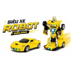 Xe Biến Hình Robot Tự Động Chạy pin có đèn Nhạc ( Pin đi kèm )