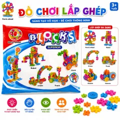 Bộ đồ chơi lắp ghép nhiều màu sắc giúp bé thỏa sức sáng tạo và tự tay tạo nên nhiều mô hình thú vị như xe ô tô, máy bay