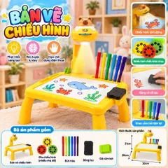 Bàn Chiếu Hình Vẽ Thông Minh ,Có Bút Màu Và Đĩa Chiếu Hình – Bàn Vẽ Sáng Tạo Tập Tô Màu Phát Triển Tư Duy