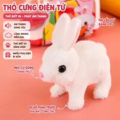 THỎ CƯNG ĐIỆN TỬ KÈM XE ĐỰNG – PHÁT ÂM THANH, BIẾT ĐI, NHIỀU PHỤ KIỆN