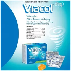 Viên ngậm Viacol không đường (hộp 20 viên) hỗ trợ giảm ho, rát họng, khàn tiếng