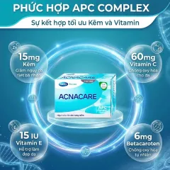 TPBVSK Viên uống giảm mụn, giảm nhờn - Kẽm, Crôm, D.Salina, Vitamin C, Vitamin E - ACNACARE Mega We Care (30 viên)