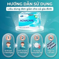 TPBVSK Viên uống giảm mụn, giảm nhờn - Kẽm, Crôm, D.Salina, Vitamin C, Vitamin E - ACNACARE Mega We Care (30 viên)