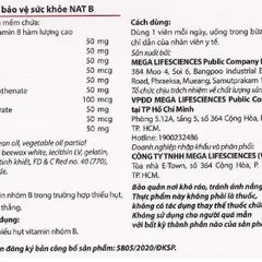 Viên uống bổ sung Vitamin B Mega We Care Nat B giúp giảm căng thẳng, mệt mỏi (Hộp 30 viên) – TPBVSK