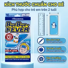 Miếng dán hạ sốt ByeBye Fever For Children dùng cho trẻ trên 2 tuổi (8 gói x 2 miếng)