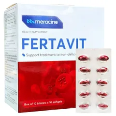 Viên Uống Fertavit Meracine Bổ Sung Sắt, Acid Folic, B12 cho bà bầu và người thiếu máu (Hộp 100 viên)