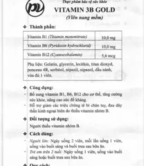 Vitamin 3B Gold Phúc Vinh Hộp 100 Viên – Bổ Sung B1 B6 B12, Giảm Mệt Mỏi, Tăng Cường Sức Khỏe