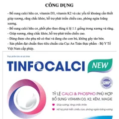 Viên Uống Bổ Sung Canxi Hữu Cơ TinfoCalci New Hộp 30 Viên Giúp Xương Chắc Khỏe Phòng Ngừa Loãng Xương