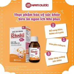 Siro Ăn ngon Ích Nhi Plus (chai) - TPBVSK Hỗ Trợ Trẻ Ăn Ngon, Giảm Biếng Ăn, Tăng Hấp Thu Và Sức Đề Kháng - Lọ 100ml