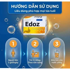 Bột Sủi Edoz Hộp 24 gói -  Hỗ Trợ Giảm Đầy Hơi Khó Tiêu, Trung Hoà Axit Dạ Dày, Rối Loạn Tiêu Hoá