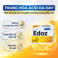 Bột Sủi Edoz Hộp 24 gói -  Hỗ Trợ Giảm Đầy Hơi Khó Tiêu, Trung Hoà Axit Dạ Dày, Rối Loạn Tiêu Hoá