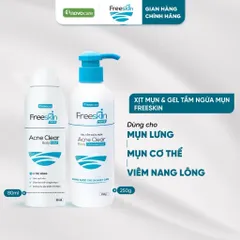 Combo Xịt mụn 80ml & Gel tắm ngừa mụn lưng, viêm nang lông 250g & Xịt mờ thâm 80ml Novocare - Freeskin