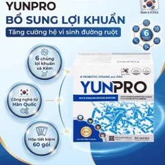 Men vi sinh Yunpro - Cân bằng vi sinh, bảo vệ hệ tiêu hoá Hộp 60 gói