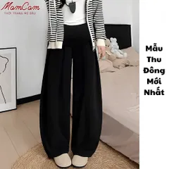 [Mẫu Mới] Quần Bầu Nỉ 2Da - Ống Rộng Dáng Suông Vải L1 - Dày Ấm Có Đáp Bụng Chun Điều Chỉnh Size
