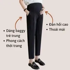 [HÀNG ĐẸP] Quần Bầu Baggy Công Sở Chất Vải Umi - Mềm Mát - Ống Đứng - Có Đáp Bụng