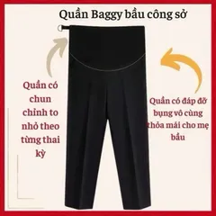[HÀNG ĐẸP] Quần Bầu Baggy Công Sở Chất Vải Umi - Mềm Mát - Ống Đứng - Có Đáp Bụng