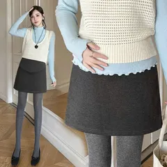 [Thu Đông] Chân Váy Bầu Dạ Ép Mịn Dáng Chữ A Ngắn - Trẻ Trung - Có Quần Bảo Hộ Đi Kèm