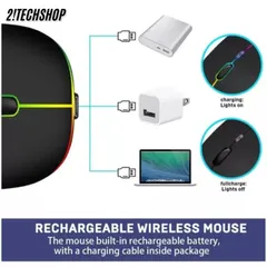 Chuột không Dây HP-W10 Dual Mode Bluetooth 5.0 & 2.4G - Chuột Silent Pin Sạc USB-C, LED RGB, BH 12T