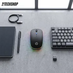 Chuột không Dây HP-W10 Dual Mode Bluetooth 5.0 & 2.4G - Chuột Silent Pin Sạc USB-C, LED RGB, BH 12T