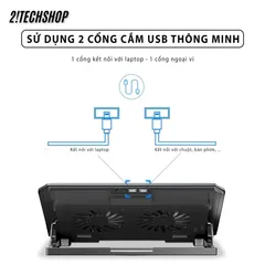 Quạt Làm Mát Laptop N99 2 Fan Lớn Hoạt Động Êm Ái, Đế Tản Nhiệt Tương Thích Mọi Dòng Máy Từ 13.3 Đến 17Inch Có Đèn LED