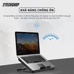 Quạt Làm Mát Laptop N99 2 Fan Lớn Hoạt Động Êm Ái, Đế Tản Nhiệt Tương Thích Mọi Dòng Máy Từ 13.3 Đến 17Inch Có Đèn LED