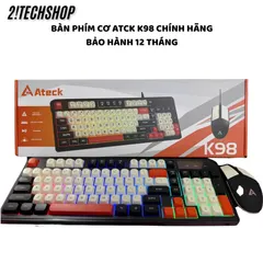 Combo Phím Chuột Máy Tính Ateck K98 Giả Cơ LED Đổi Màu - Bàn Phím Gaming Laptop PC Có Dây Giá Rẻ