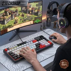 Combo Phím Chuột Máy Tính Ateck K98 Giả Cơ LED Đổi Màu - Bàn Phím Gaming Laptop PC Có Dây Giá Rẻ