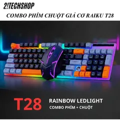 Combo Bàn Phím Chuột Giả Cơ RAIKU T28 Có Dây USB LED 7 màu RGB, Giá Rẻ cho Gaming/Văn Phòng,  BH 12T
