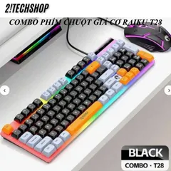 Combo Bàn Phím Chuột Giả Cơ RAIKU T28 Có Dây USB LED 7 màu RGB, Giá Rẻ cho Gaming/Văn Phòng,  BH 12T