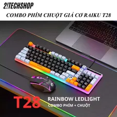 Combo Bàn Phím Chuột Giả Cơ RAIKU T28 Có Dây USB LED 7 màu RGB, Giá Rẻ cho Gaming/Văn Phòng,  BH 12T