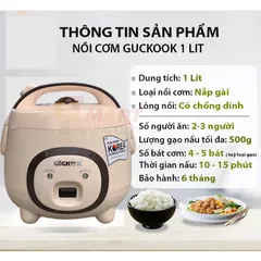 Nồi Cơm Điện GuGkook, Giải Pháp Nấu Cơm Hiện Đại, Tiết Kiệm Điện Năng 1L