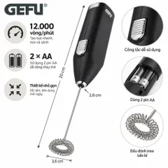 Máy đánh bọt sữa cầm tay GEFU FINO 12720 12.000 vòng/phút dùng pin