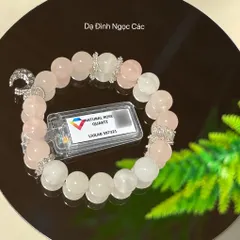 Vòng Thạch Anh Hồng Tự Nhiên Rose Quartz Mix Hạt Trắng – Dạ Đình Ngọc Các
